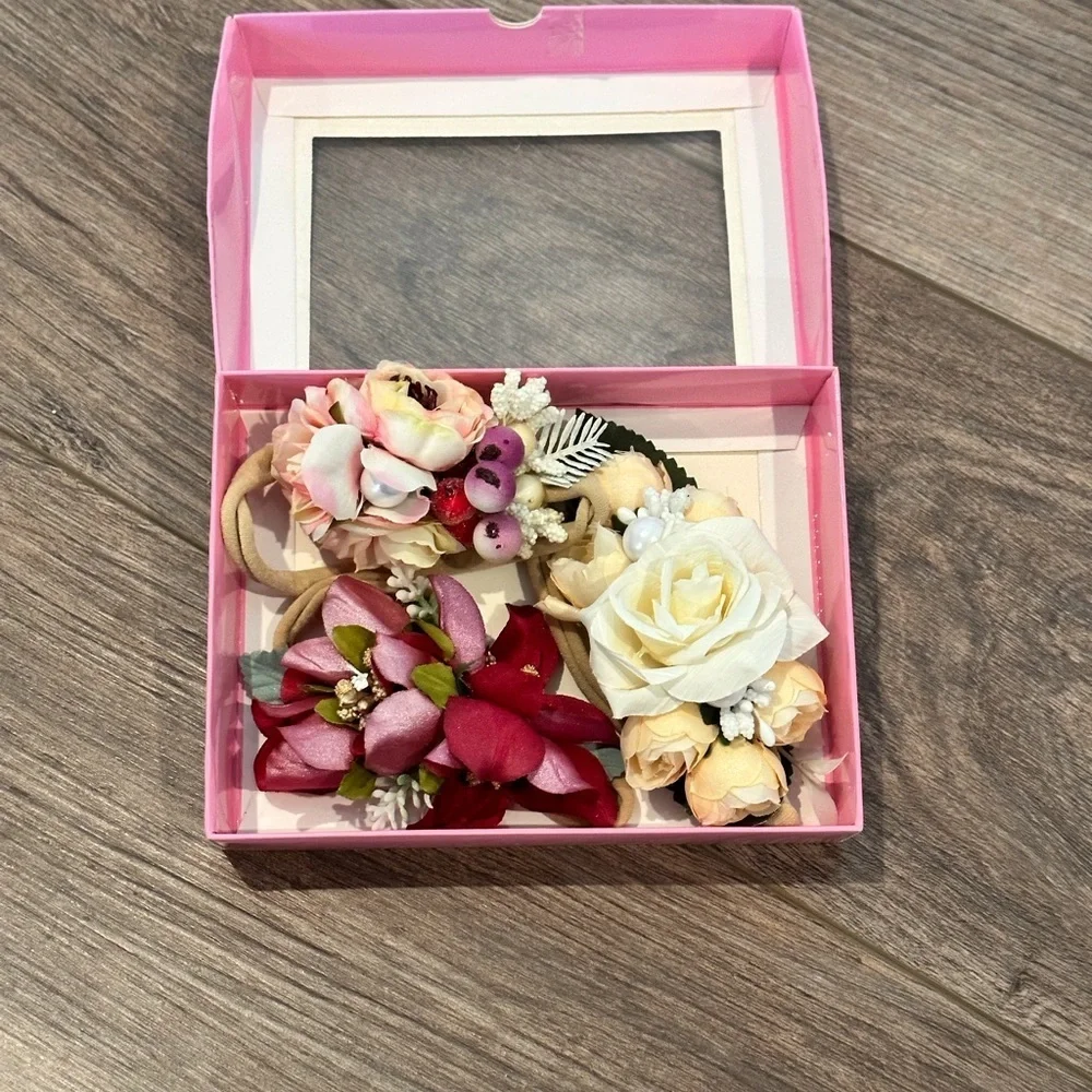 New in box baby girl 3 floral headbands